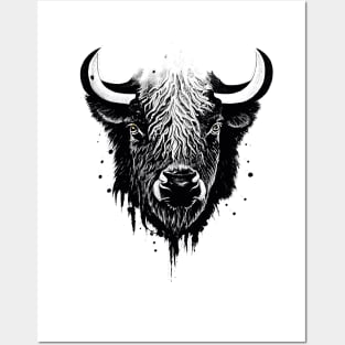 Buffalo Bison Wild Animal Nature Illustration Art Tattoo Posters and Art